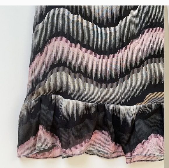 Multi- colored silk overlay printed v-neck dress - Picture 5 of 11